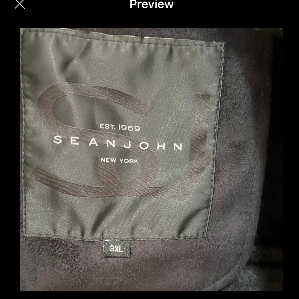 Sean John Mens Black Shearling Lining Suede Leather Coat winter Jacket Size 3XL